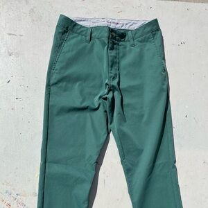 Men's Rhone Pants Green Solid Pocket 30 Prep College City Casual Modern Slacks
